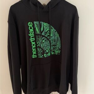 The North Face Men's Black Hoodie with Green Logo